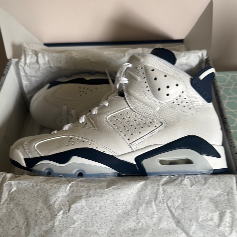 Jordan 6 White and Navy Blue